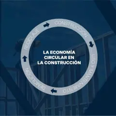 Diagrama de la economía circular en la construcción: construcción, uso y mantenimiento, demolición y reciclaje.