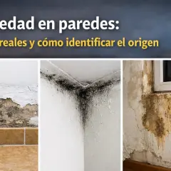 Humedad en paredes: causas reales y cómo identificar el origen. Imágenes muestran moho y desprendimiento de pintura.