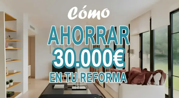 Cómo ahorrar 30.000€ en tu reforma de vivienda habitual. Interior moderno con sofá y estanterías.