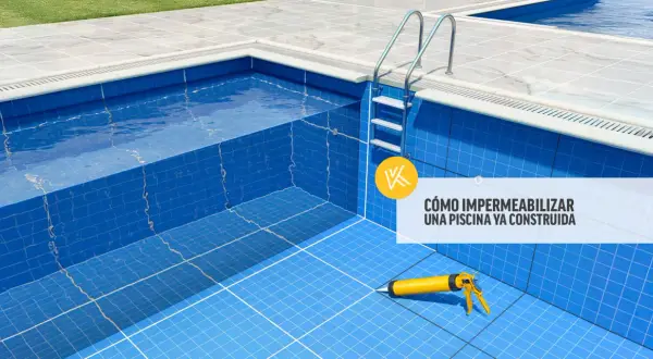 Pistola de sellador lista para impermeabilizar piscina. Muestra cómo impermeabilizar una piscina ya construida.