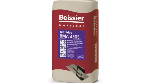 Saco de mortero Beissier BMA 4505, ideal como mortero para enlucir paredes interiores, fachadas y hormigón.