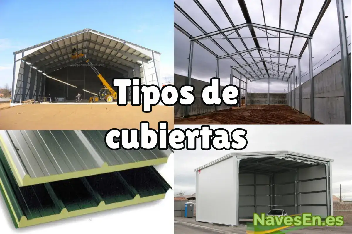 Variedad de estructuras metálicas y paneles sándwich para cubiertas de naves industriales.