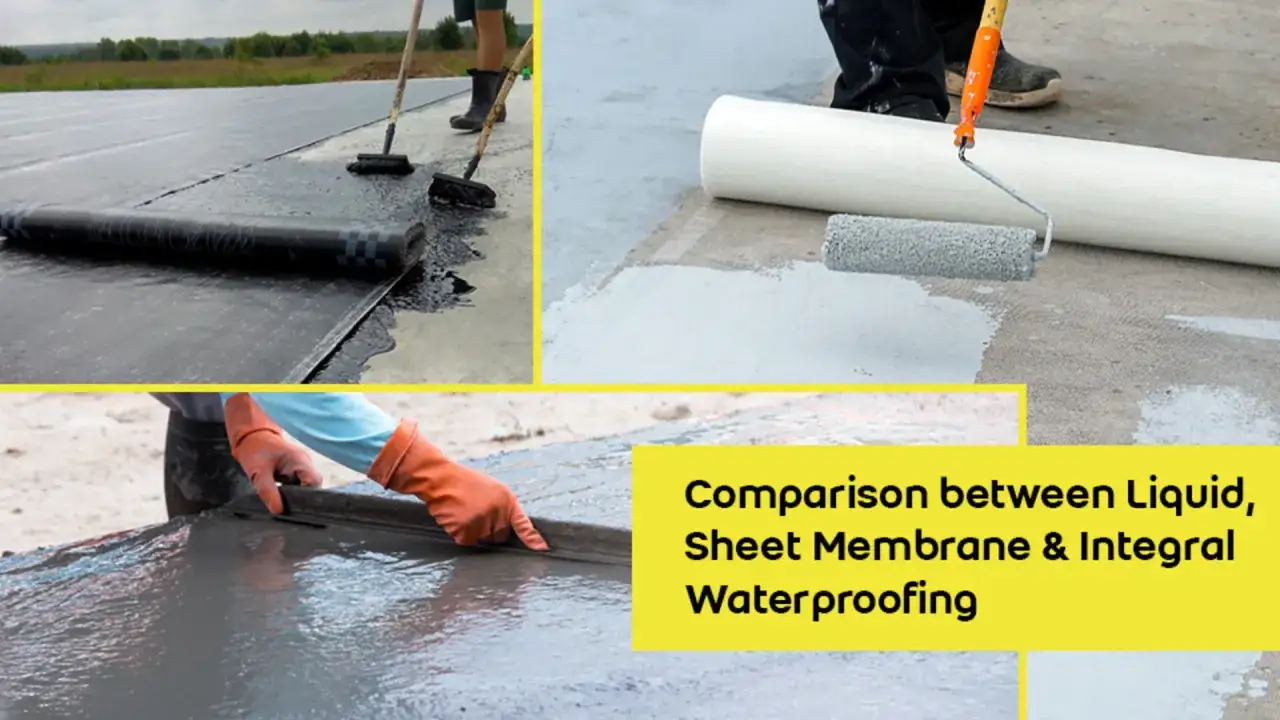 Aplicación de membranas y líquidos para impermeabilizar suelo exterior.