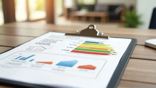 Documento con gráfico de barras y escala de colores para certificaciones energéticas.