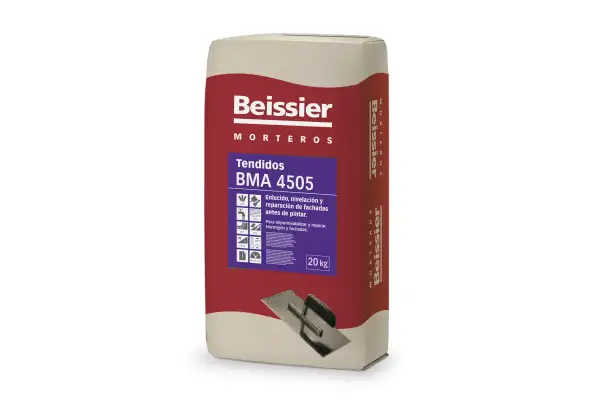 Saco de mortero Beissier BMA 4505, ideal como mortero para enlucir paredes interiores, fachadas y hormigón.